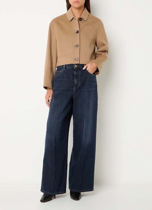 Max Mara Mantel in wolblend met borstzak - voorkant 4 camel
