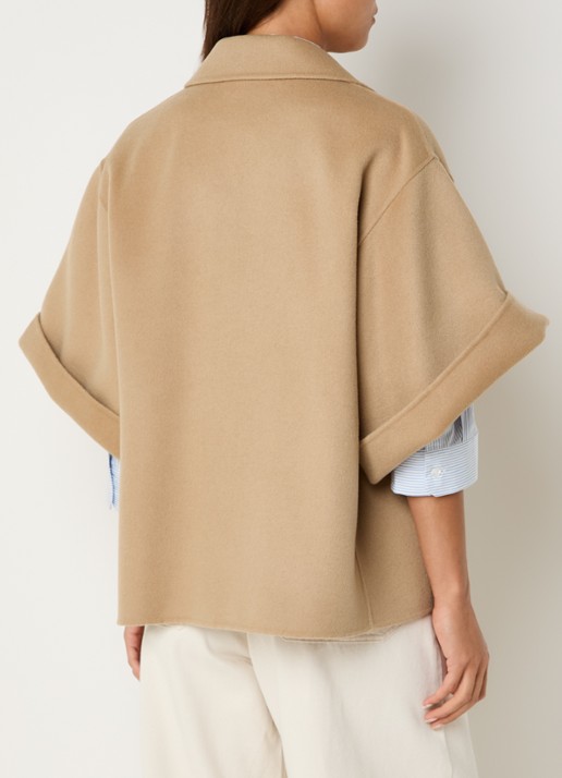 Max Mara Mantel in wolblend met steekzakken - achterkant camel