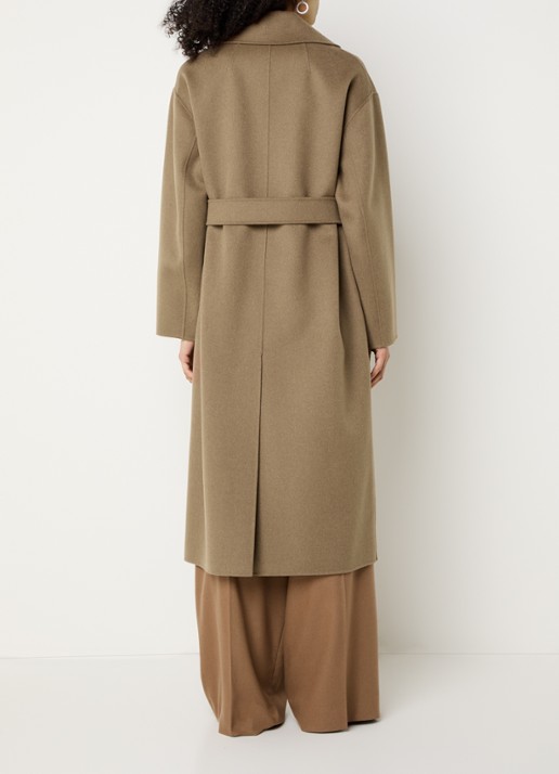 Max Mara Mantel van wol met ceintuur - achterkant bruin