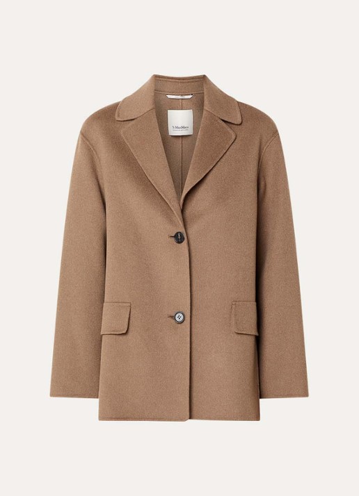 Max Mara Mantel van wol met steekzakken - voorkant 2 bruin
