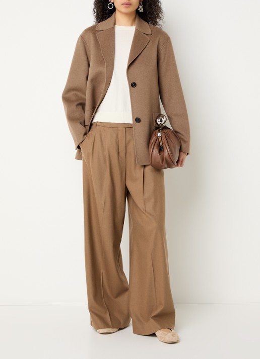 Max Mara Mantel van wol met steekzakken - voorkant 3 bruin
