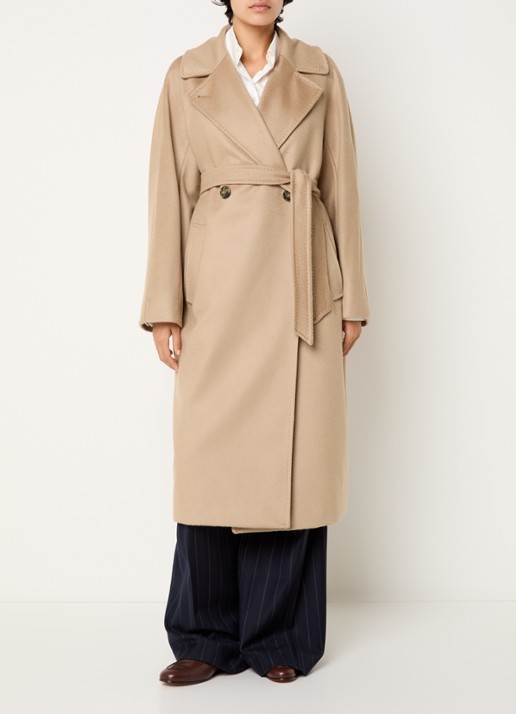 Max Mara Mantel van wol met strikceintuur - detail 6 camel