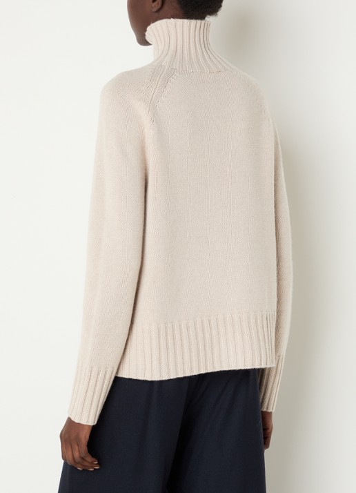 Max Mara Mantova fijngebreide trui in kasjmierblend met col - achterkant creme