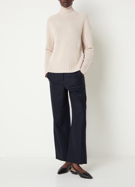Max Mara Mantova fijngebreide trui in kasjmierblend met col - voorkant 4 creme