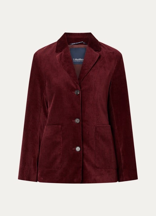 Max Mara Maranta blazer van corduroy met opgestikte zakken - voorkant 3 bordeauxrood