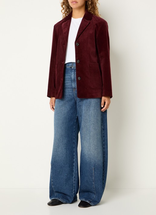 Max Mara Maranta blazer van corduroy met opgestikte zakken - voorkant 4 bordeauxrood