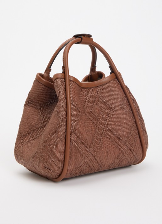 Max Mara Marine Extra Small handtas met details van leer en afneembare schouderriem - achterkant 5 chocoladebruin