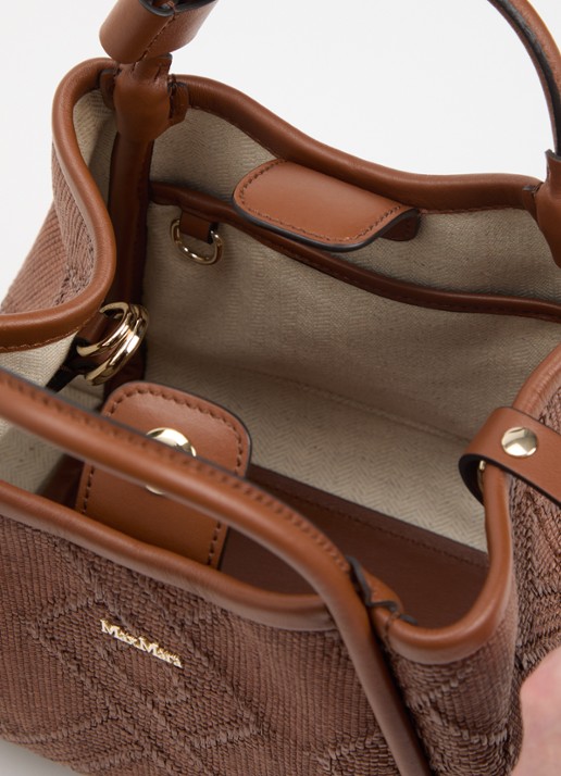 Max Mara Marine Extra Small handtas met details van leer en afneembare schouderriem - detail chocoladebruin