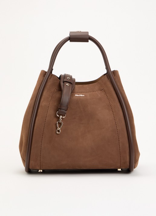 Max Mara Marine handtas van suède met details van kalfsleer