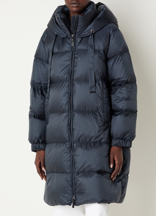 Max Mara Marte longline pufferjas met donsvulling en afneembare capuchon