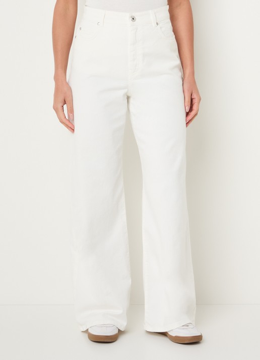 Max Mara Medina high waist straight leg jeans met gekleurde wassing - detail 3 gebroken wit