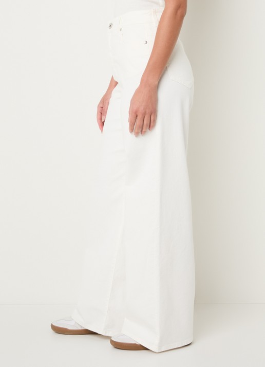 Max Mara Medina high waist straight leg jeans met gekleurde wassing - detail 4 gebroken wit
