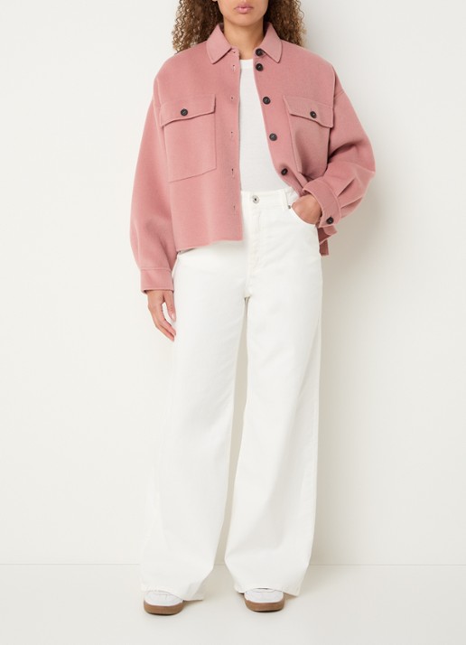 Max Mara Medina high waist straight leg jeans met gekleurde wassing - voorkant 2 gebroken wit