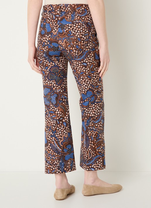Max Mara Mid waist straight fit broek met bloemenprint - achterkant cognac