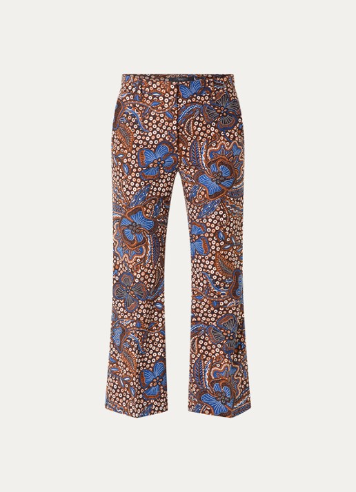 Max Mara Mid waist straight fit broek met bloemenprint - voorkant 2 cognac