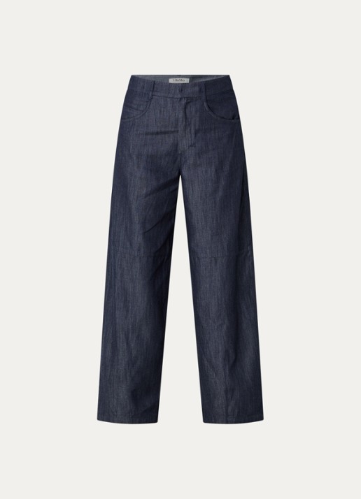 Max Mara Mid waist wide fit broek met steekzakken - voorkant 3 indigo