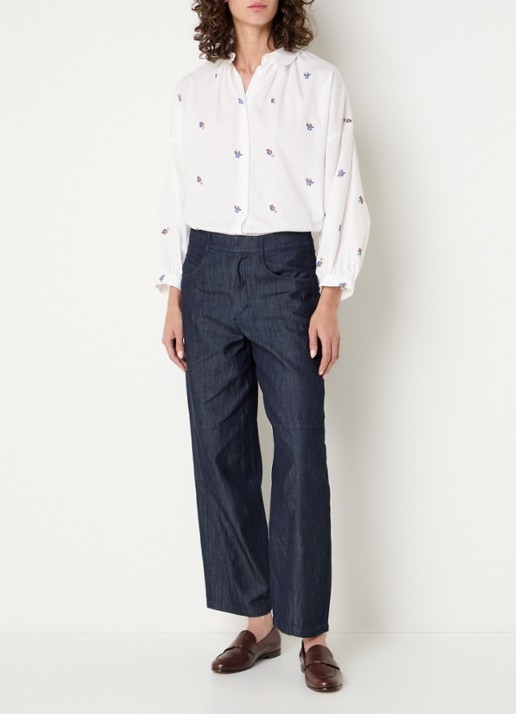 Max Mara Mid waist wide fit broek met steekzakken - voorkant 4 indigo
