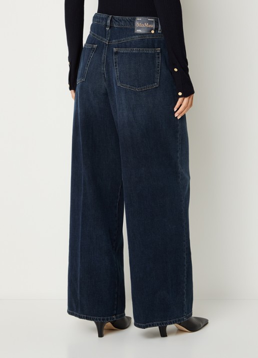 Max Mara Mid waist wide fit jeans met donkere wassing - achterkant indigo