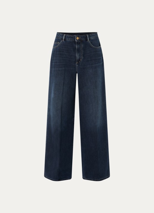 Max Mara Mid waist wide fit jeans met donkere wassing - voorkant 4 indigo