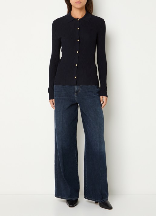 Max Mara Mid waist wide fit jeans met donkere wassing - voorkant 5 indigo