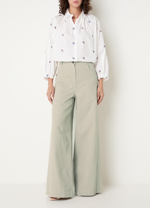 Max Mara Mid waist wide fit jeans met gekleurde wassing - voorkant 4 beige