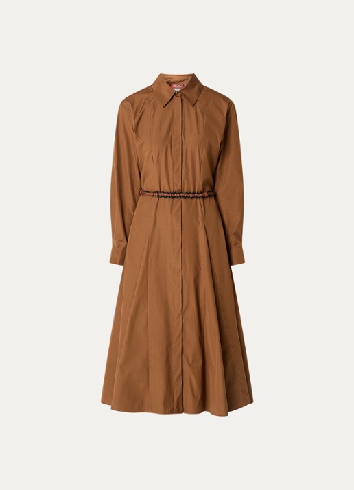 Max Mara Midi blouse jurk met ceintuur - voorkant 3 cognac