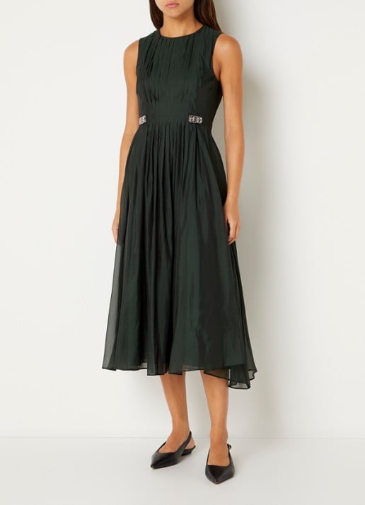 Max Mara Midi jurk in zijdeblend met plooidetail