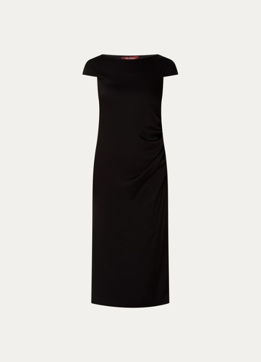 Max Mara Midi jurk met boothals - voorkant 2 zwart