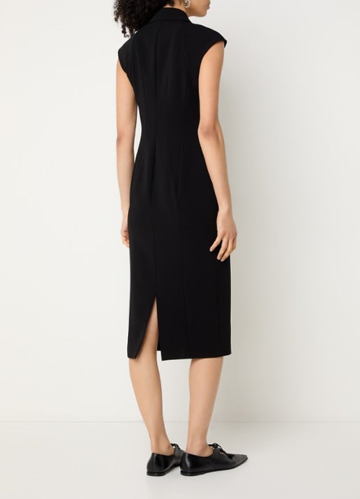 Max Mara Midi jurk met kraag - achterkant 4 zwart