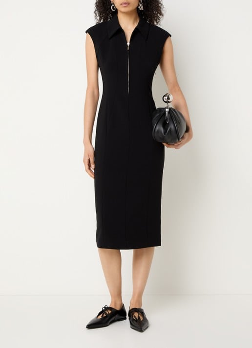 Max Mara Midi jurk met kraag - detail 3 zwart