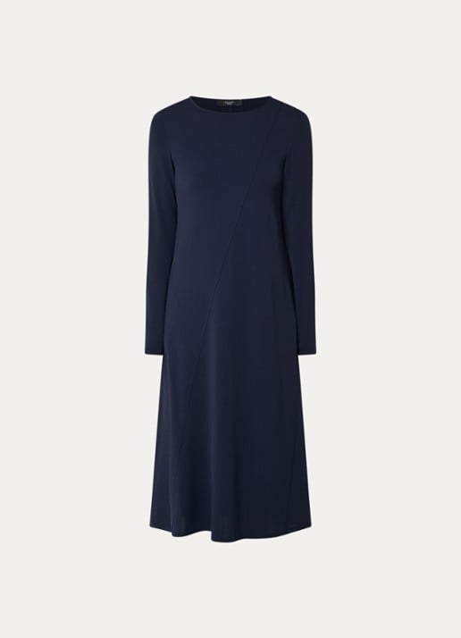 Max Mara Midi jurk met stretch - voorkant 2 donkerblauw