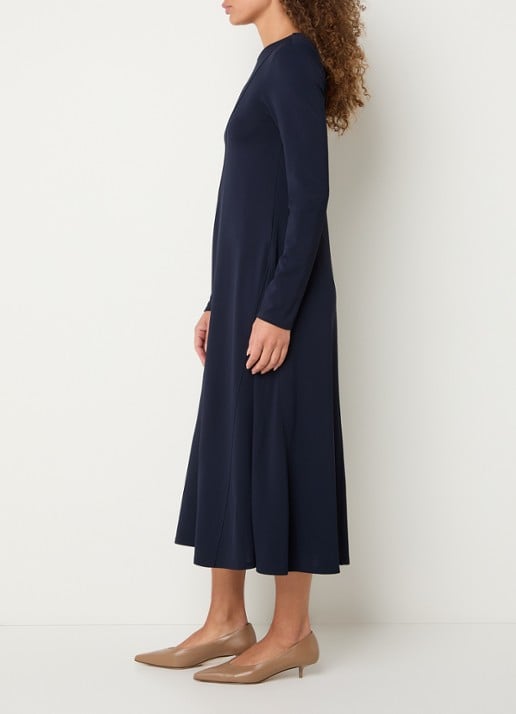 Max Mara Midi jurk met stretch - voorkant 3 donkerblauw