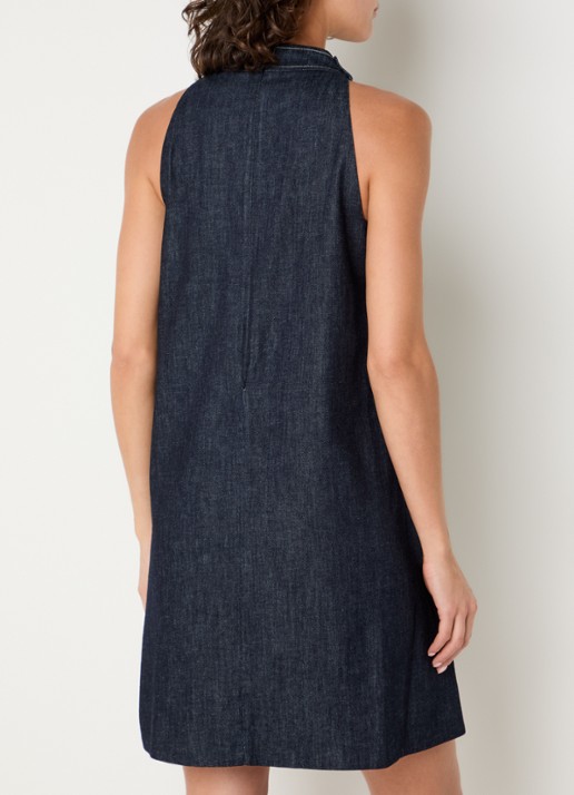 Max Mara Midi jurk van denim met ronde hals - achterkant indigo