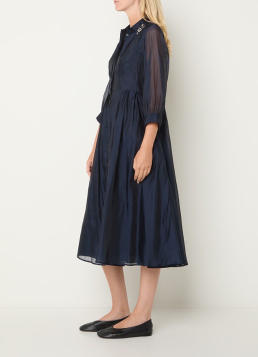 Max Mara Midi jurk van mesh - voorkant 2 donkerblauw
