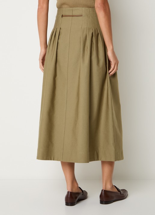 Max Mara Midi rok met plooidetail - achterkant 3 khaki