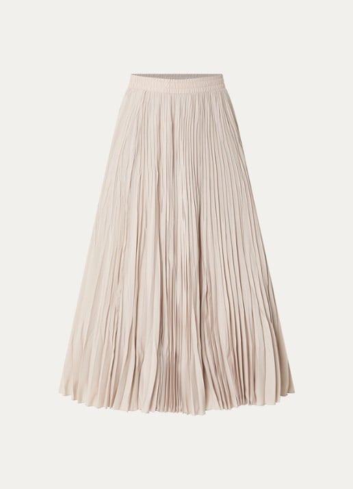Max Mara Midi rok met plooidetail - voorkant beige