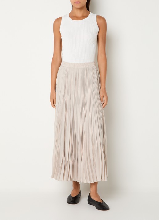Max Mara Midi rok met plooidetail - voorkant 2 beige