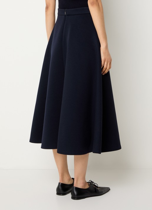 Max Mara Midi rok met stretch - achterkant donkerblauw