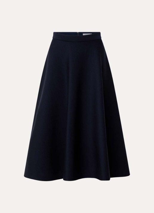 Max Mara Midi rok met stretch - voorkant 3 donkerblauw