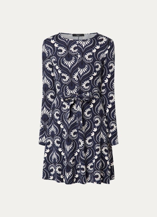 Max Mara Mini jurk met print - voorkant 3 donkerblauw