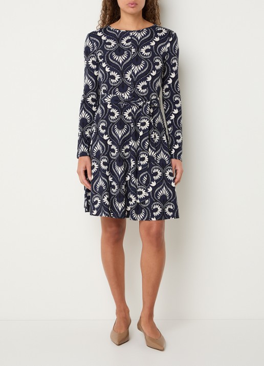 Max Mara Mini jurk met print - voorkant 4 donkerblauw
