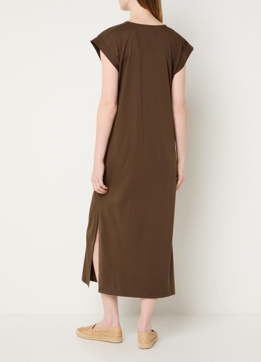 Max Mara Mirto midi jurk met V-hals - achterkant bruin