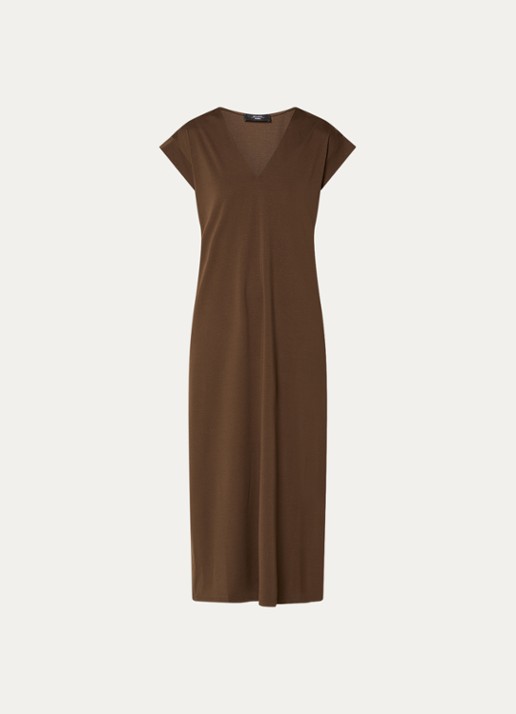 Max Mara Mirto midi jurk met V-hals - voorkant 3 bruin