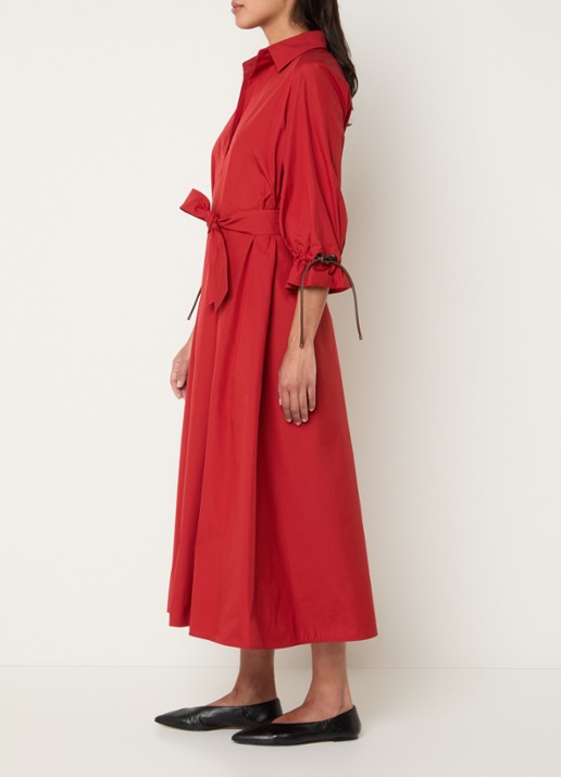 Max Mara Mirto midi tuniekjurk met strikceintuur - voorkant 2 rood