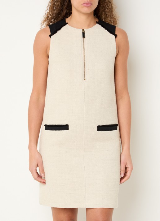 Max Mara Mito mini jurk in linnenblend met tweed-look  - detail beige