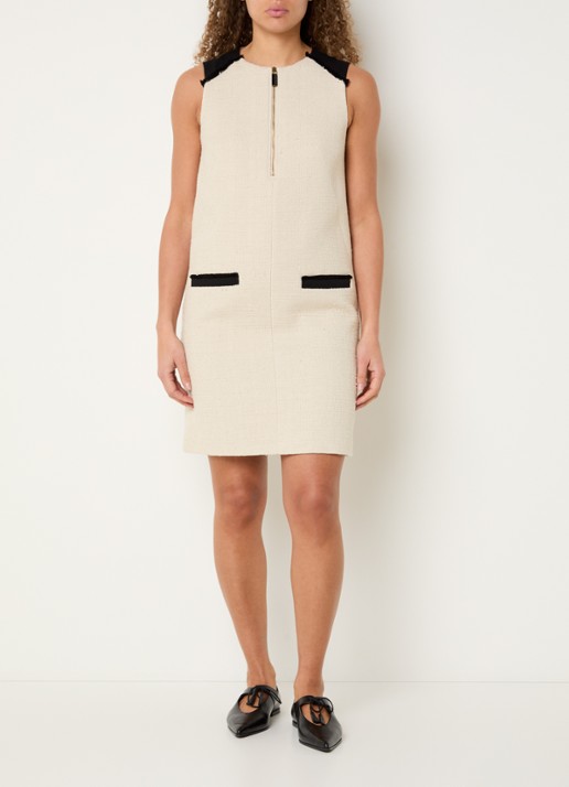Max Mara Mito mini jurk in linnenblend met tweed-look  - voorkant 3 beige