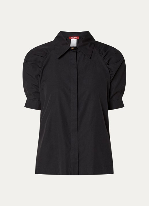 Max Mara Mstamore blouse met kraag - voorkant zwart