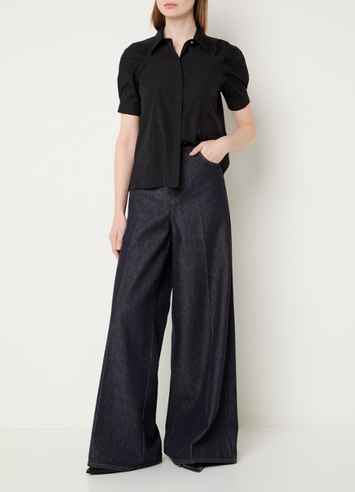 Max Mara Mstamore blouse met kraag - voorkant 2 zwart