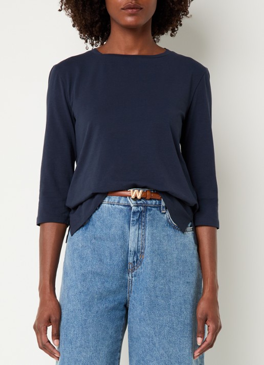 Max Mara Multia top met ronde hals - detail donkerblauw
