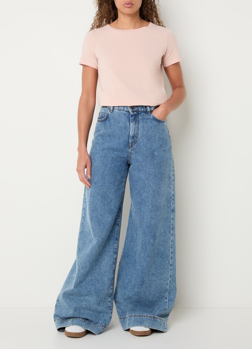 Max Mara Multib T-shirt met ronde hals - voorkant 3 lichtroze